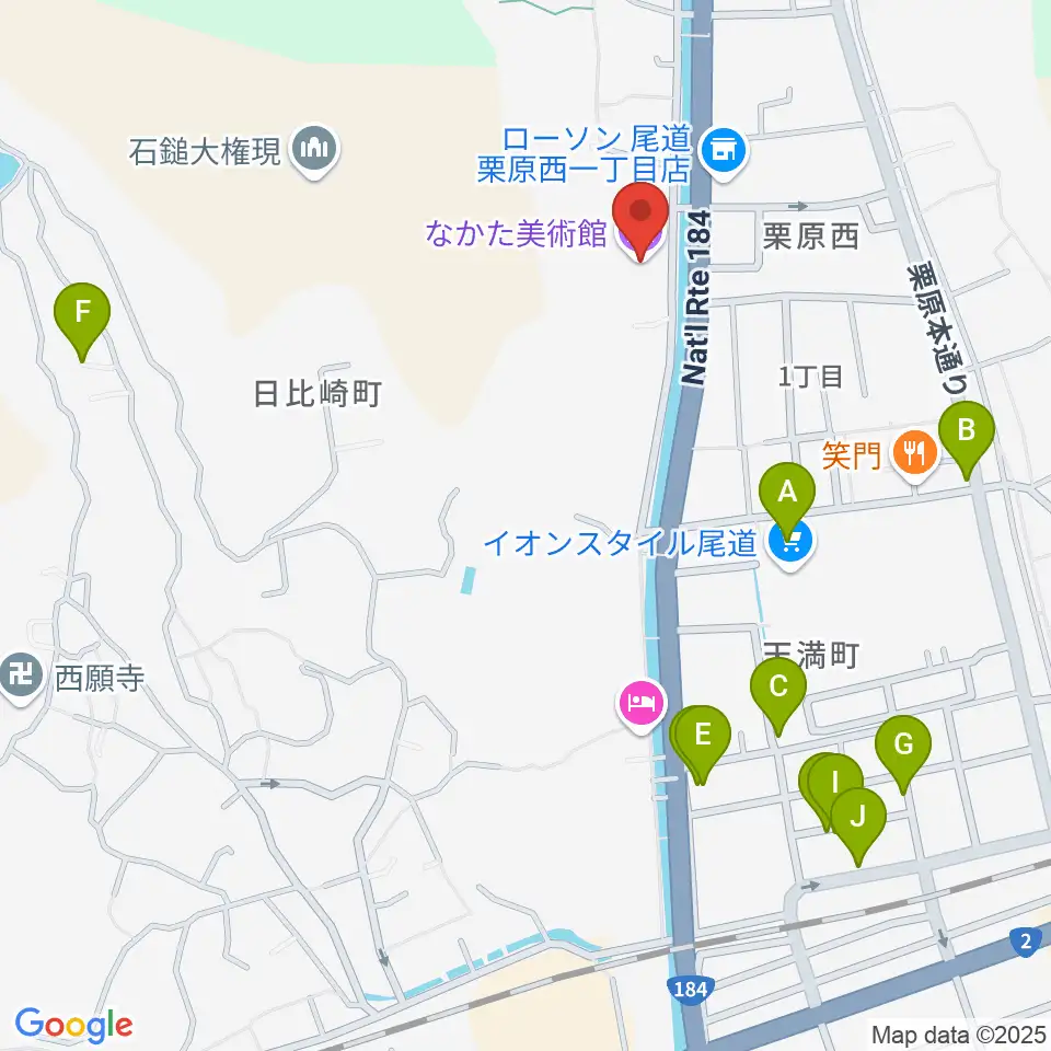 なかた美術館周辺の駐車場・コインパーキング一覧地図