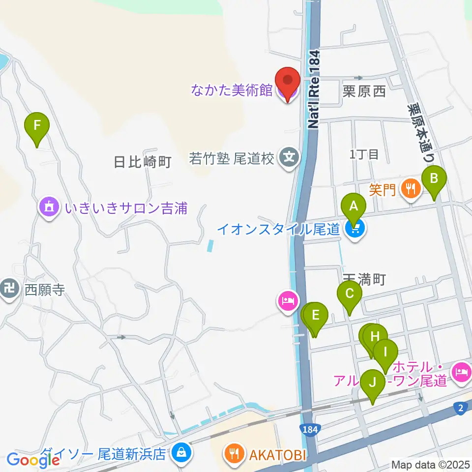 なかた美術館周辺の駐車場・コインパーキング一覧地図