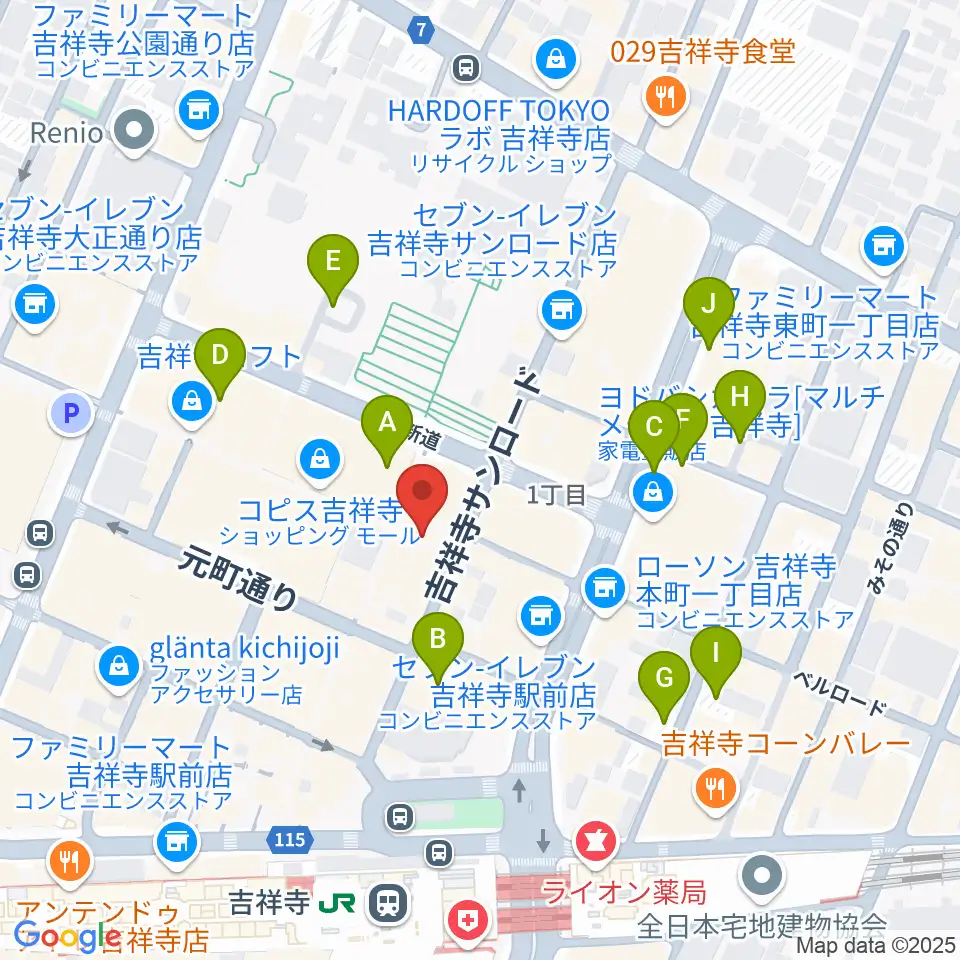吉祥寺サムタイム周辺の駐車場・コインパーキング一覧地図