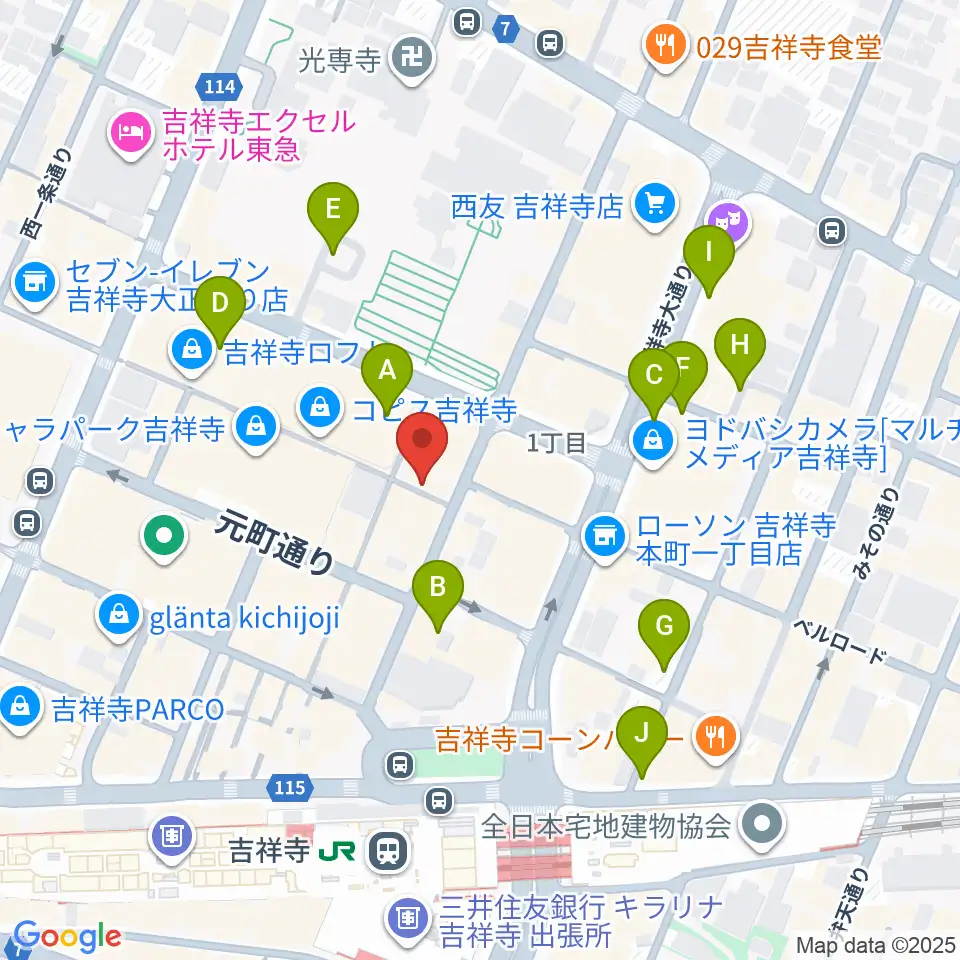 吉祥寺サムタイム周辺の駐車場・コインパーキング一覧地図