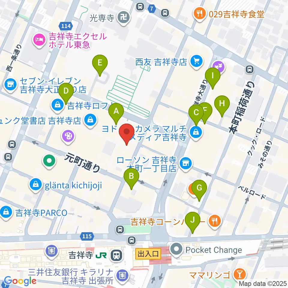 吉祥寺サムタイム周辺の駐車場・コインパーキング一覧地図