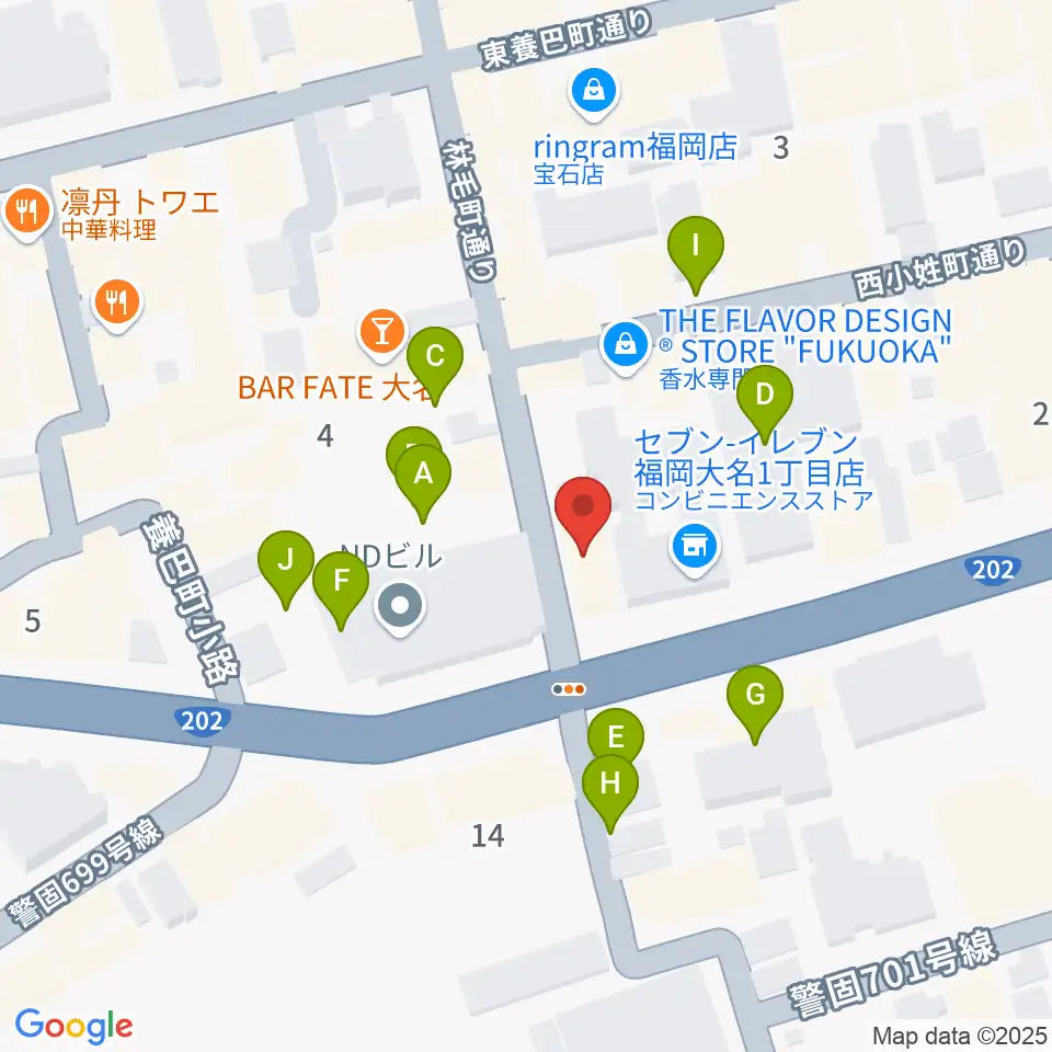 ボーカルレッスンミュウ天神校周辺の駐車場・コインパーキング一覧地図