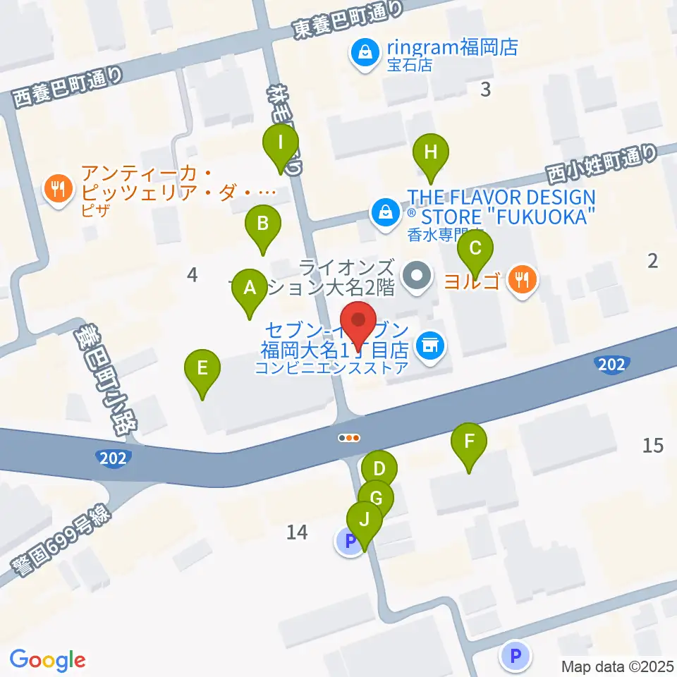 ボーカルレッスンミュウ天神校周辺の駐車場・コインパーキング一覧地図