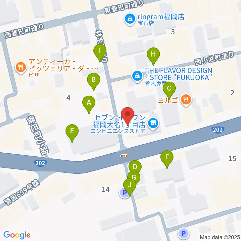 ボーカルレッスンミュウ天神校周辺の駐車場・コインパーキング一覧地図