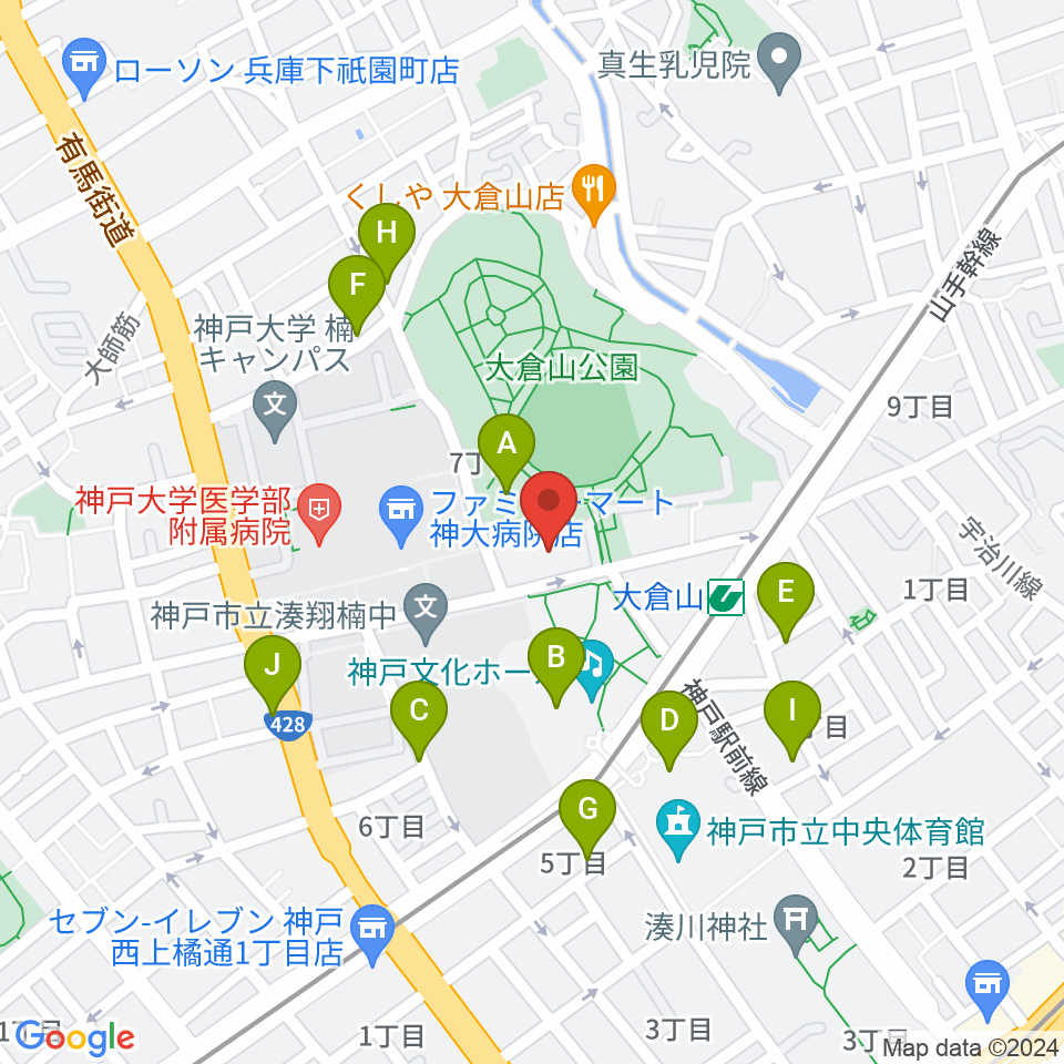 神戸ラピスホール周辺の駐車場・コインパーキング一覧地図