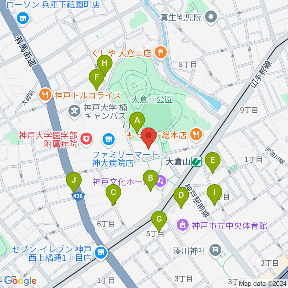 神戸ラピスホール周辺の駐車場・コインパーキング一覧地図