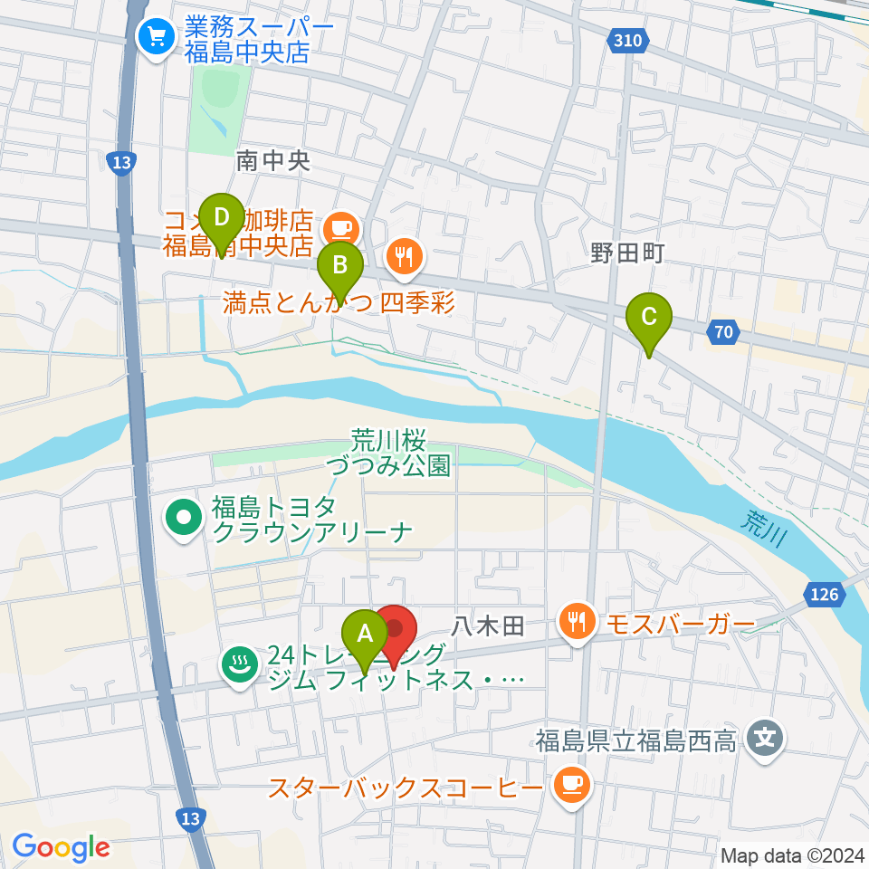 ピアノハウス福島周辺の駐車場・コインパーキング一覧地図