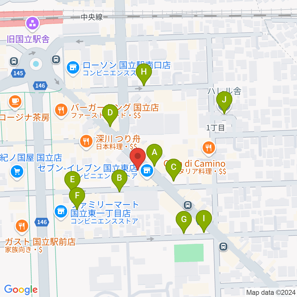 国立はっぽん周辺の駐車場・コインパーキング一覧地図