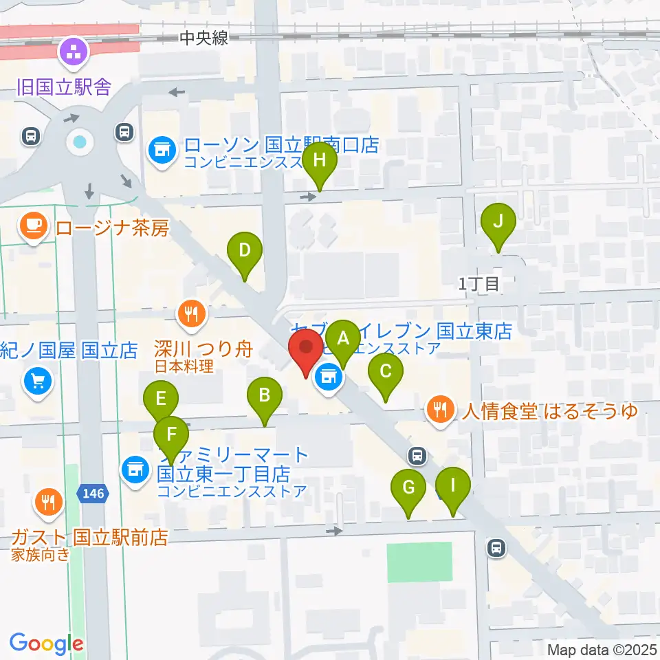 国立はっぽん周辺の駐車場・コインパーキング一覧地図