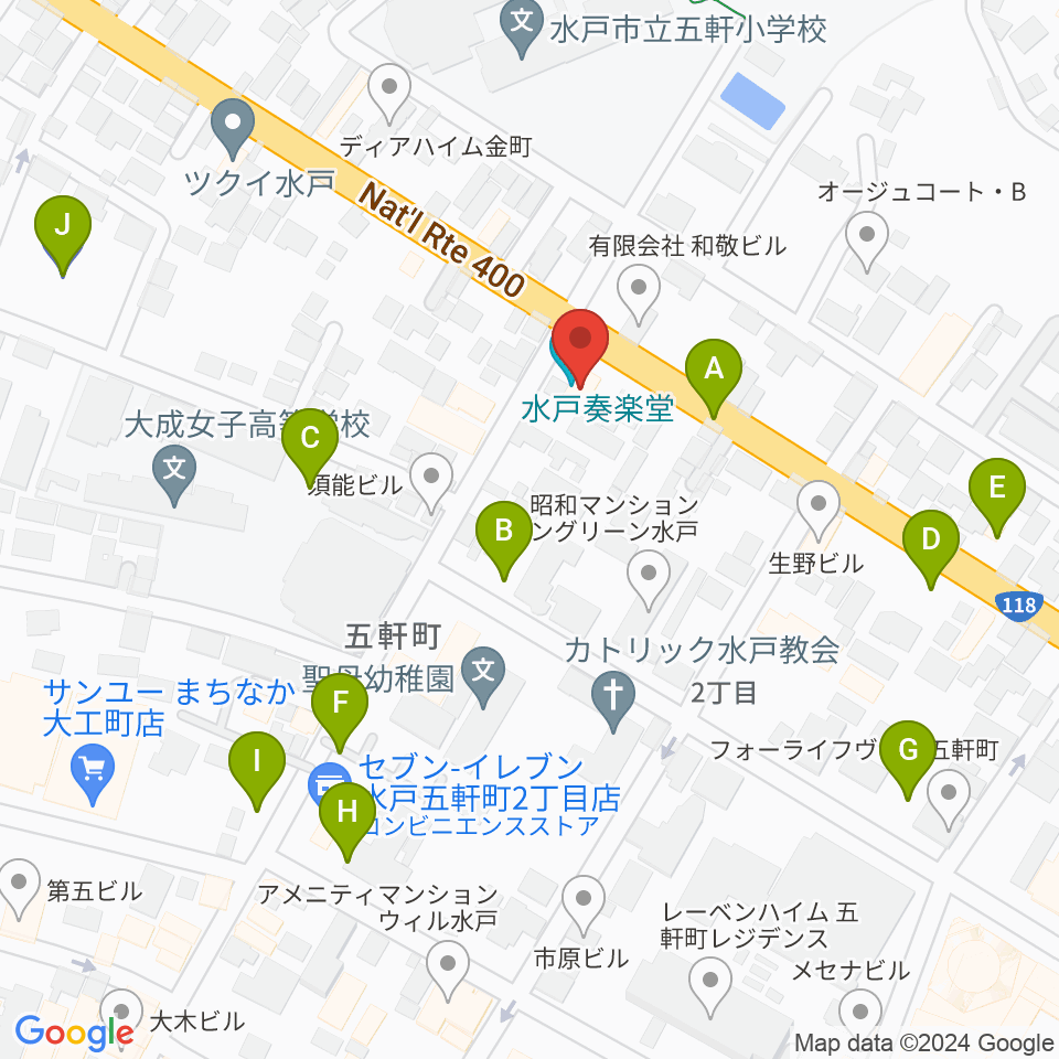 水戸奏楽堂周辺の駐車場・コインパーキング一覧地図