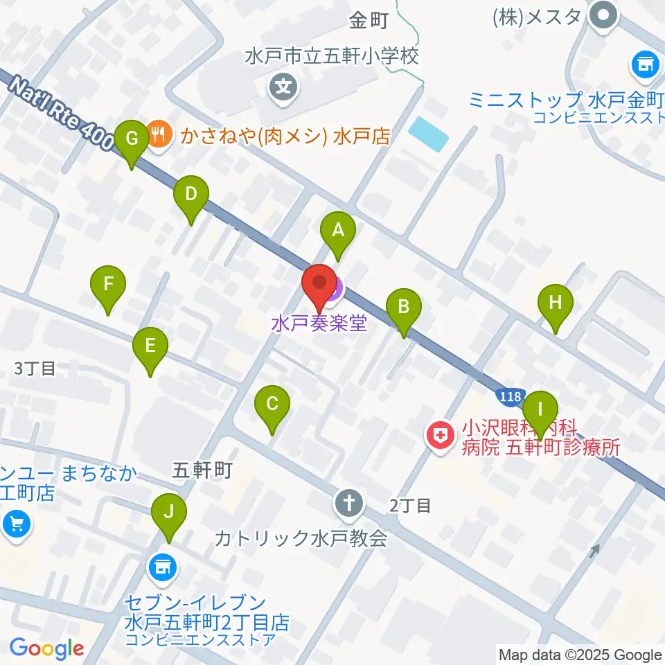 水戸奏楽堂周辺の駐車場・コインパーキング一覧地図