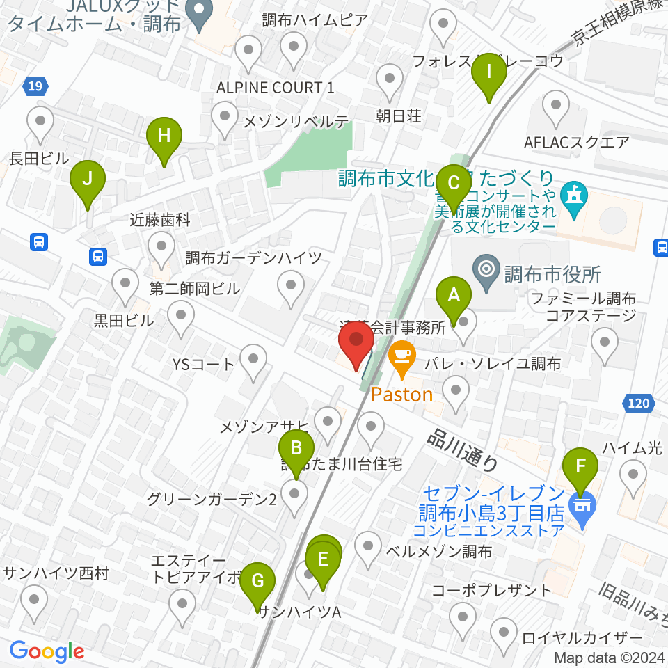 調布GINZ周辺の駐車場・コインパーキング一覧地図