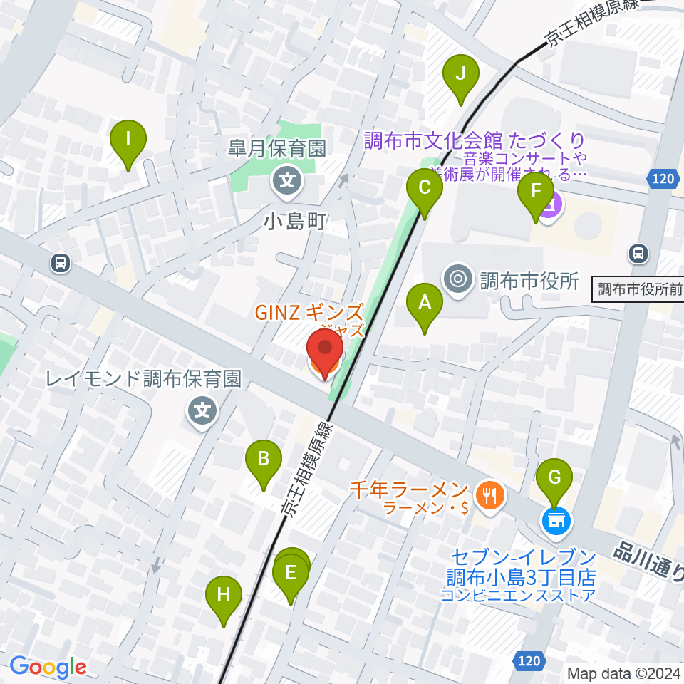 調布GINZ周辺の駐車場・コインパーキング一覧地図