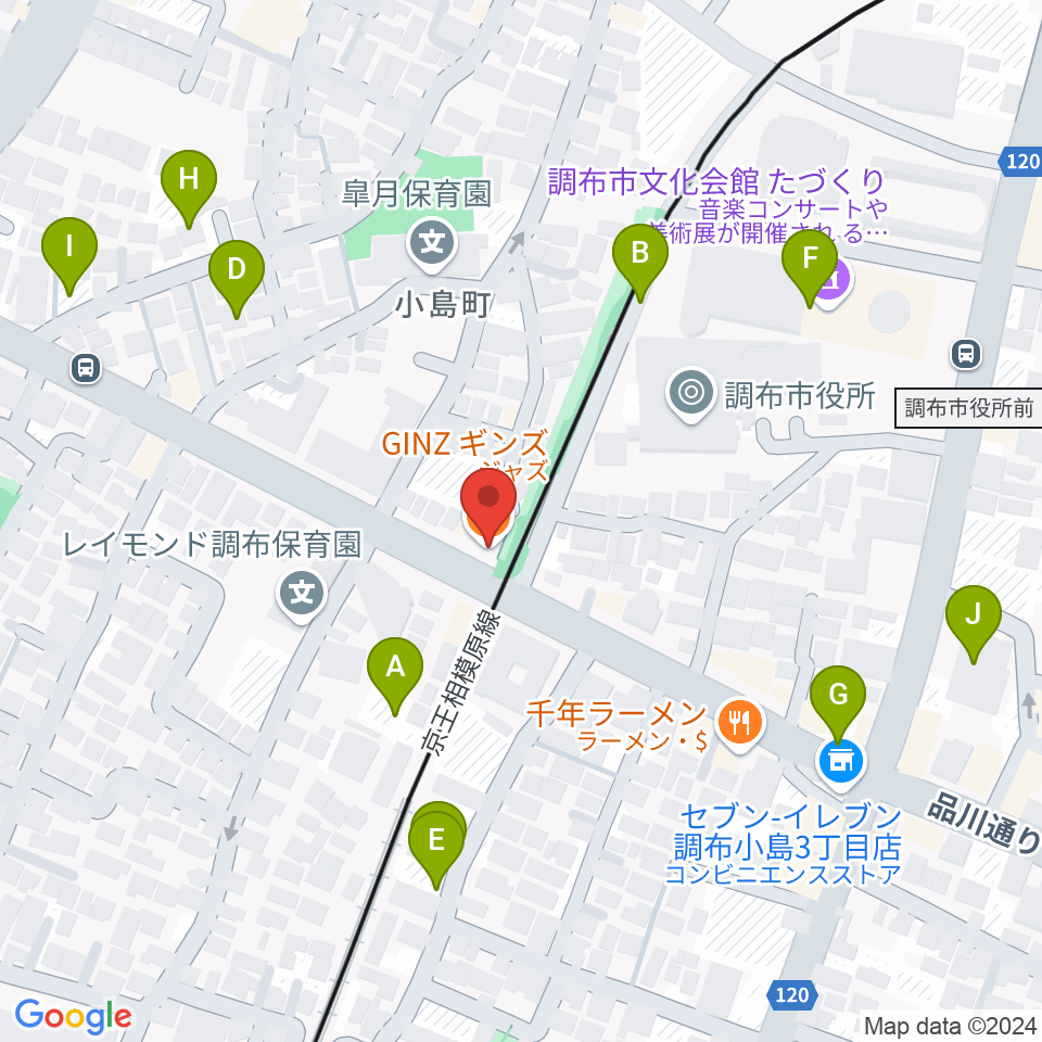 調布GINZ周辺の駐車場・コインパーキング一覧地図