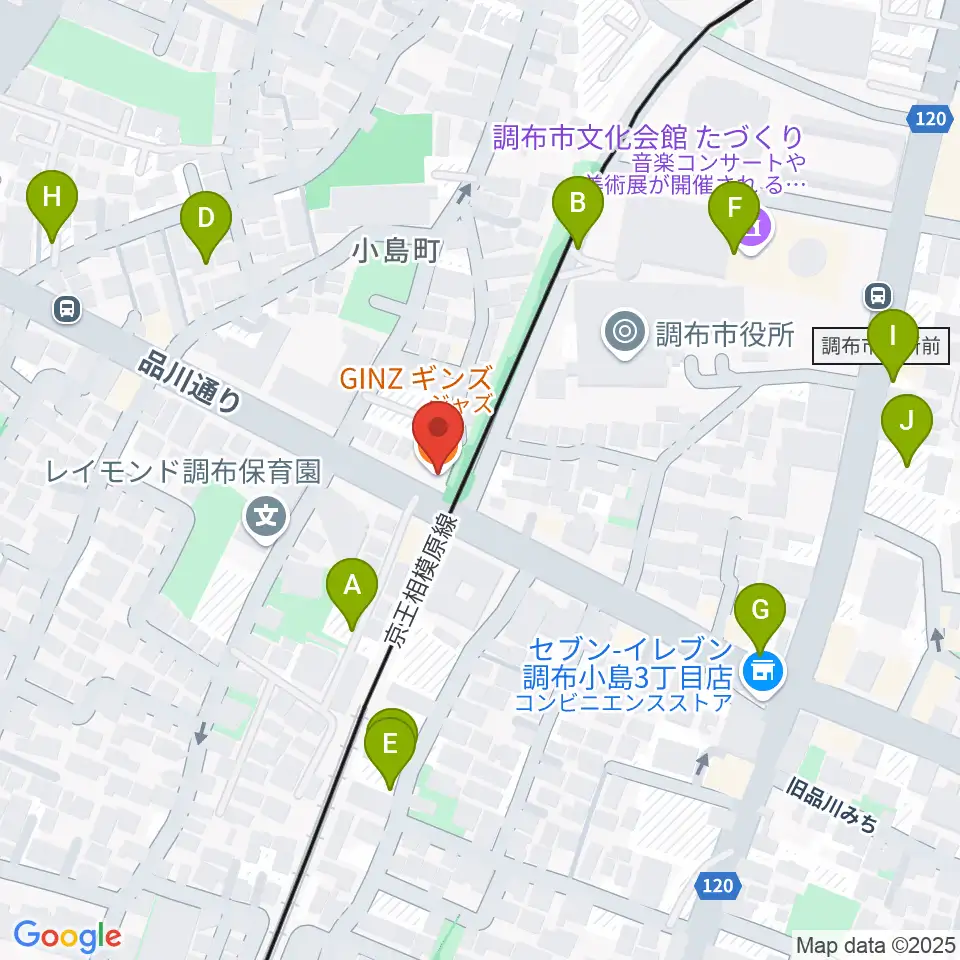 調布GINZ周辺の駐車場・コインパーキング一覧地図