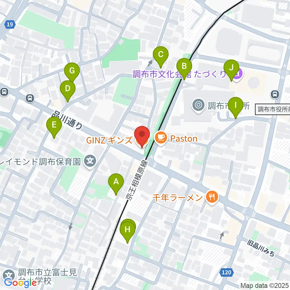 調布GINZ周辺の駐車場・コインパーキング一覧地図