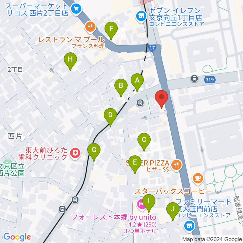 三浦ピアノ本郷店周辺の駐車場・コインパーキング一覧地図