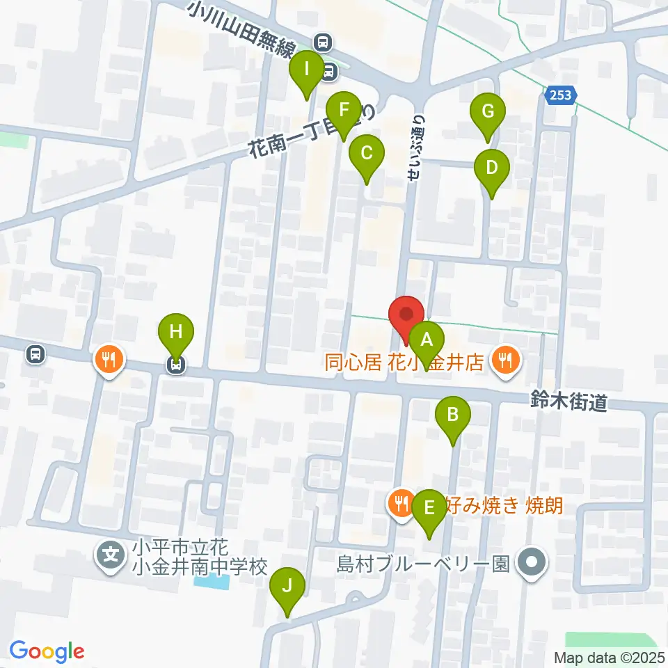 小平ギター&ピアノ教室 花小金井校周辺の駐車場・コインパーキング一覧地図