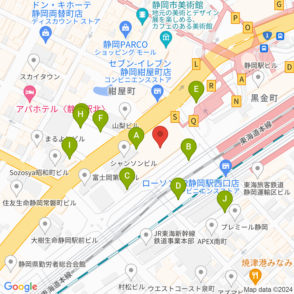 静岡音楽館AOI周辺の駐車場・コインパーキング一覧地図