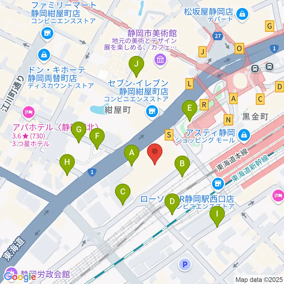 静岡音楽館AOI周辺の駐車場・コインパーキング一覧地図