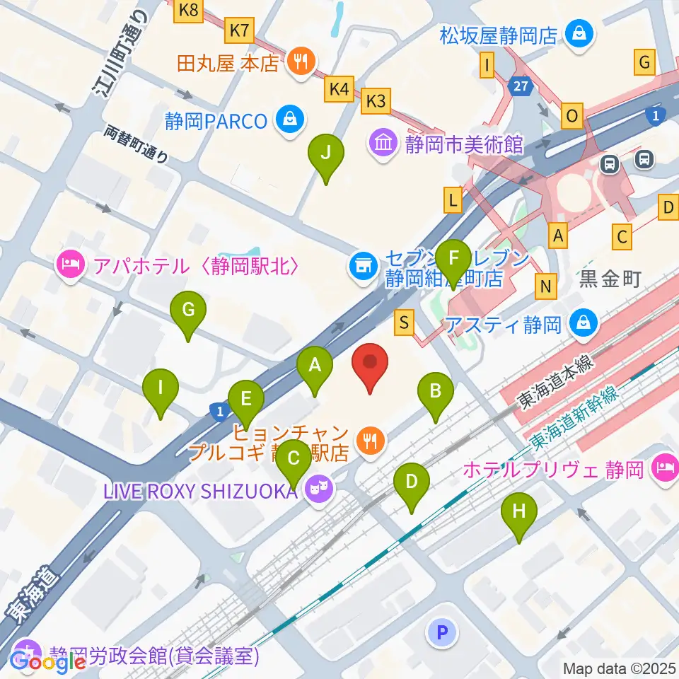 静岡音楽館AOI周辺の駐車場・コインパーキング一覧地図