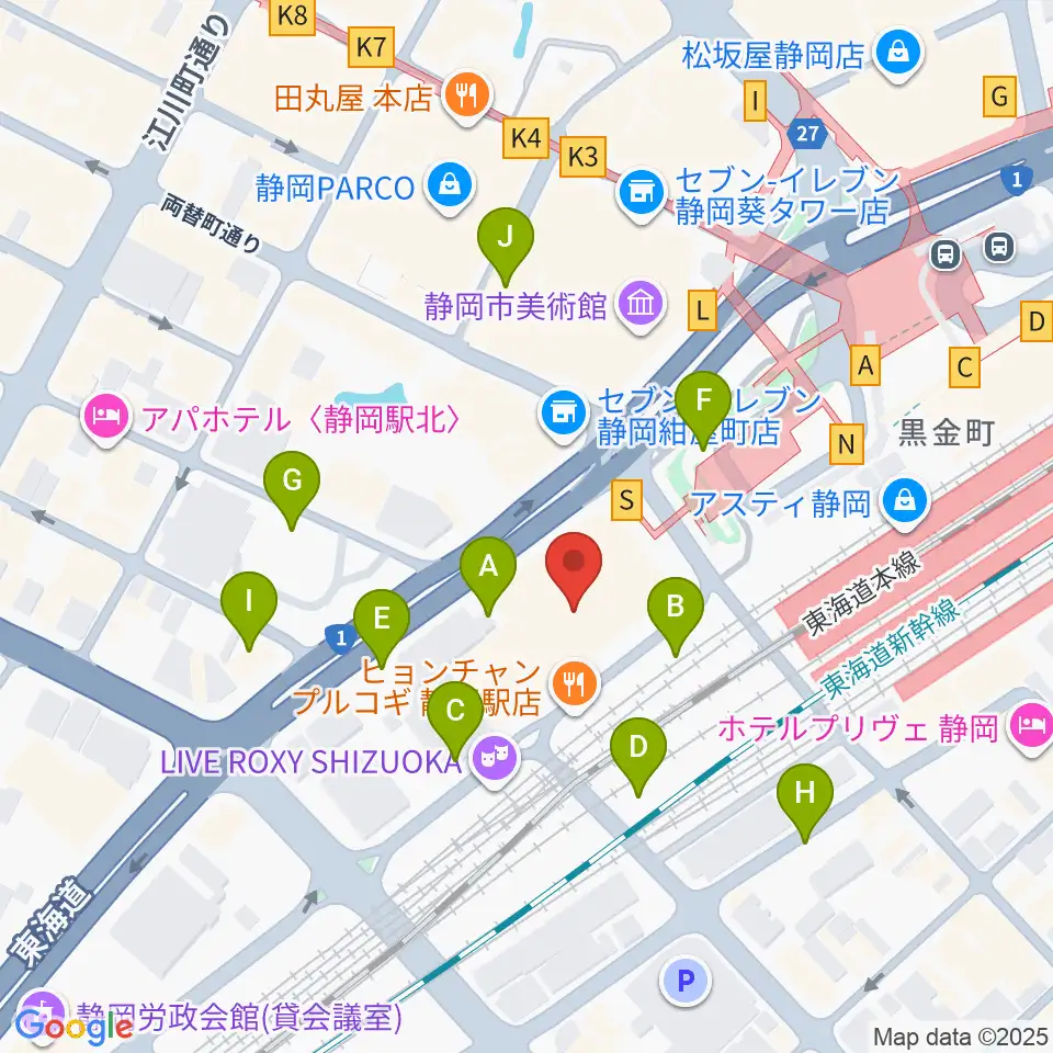 静岡音楽館AOI周辺の駐車場・コインパーキング一覧地図