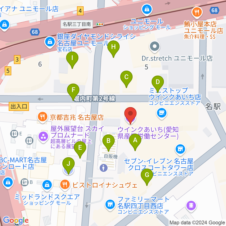 ウインクあいち周辺の駐車場・コインパーキング一覧地図