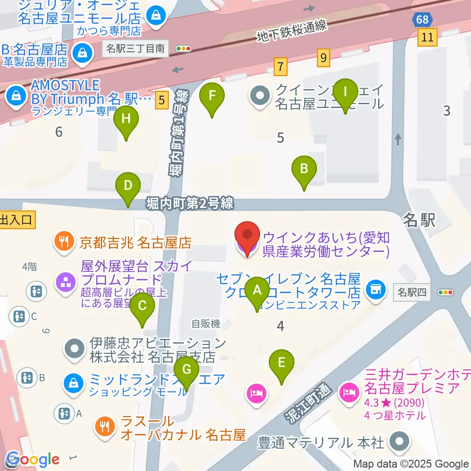 ウインクあいち周辺の駐車場・コインパーキング一覧地図