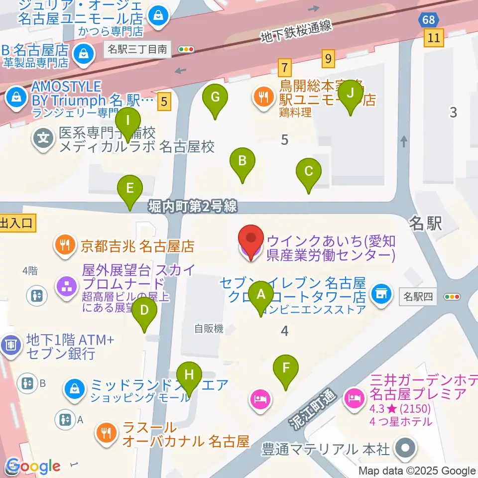 ウインクあいち周辺の駐車場・コインパーキング一覧地図