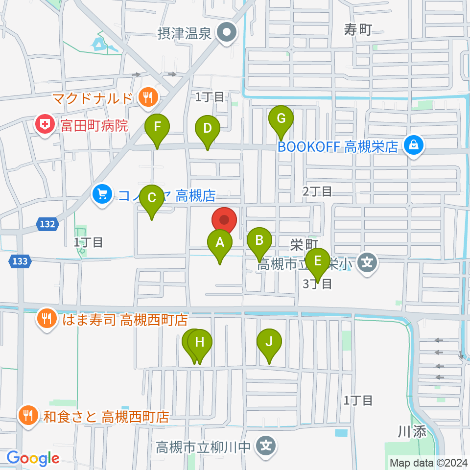 高槻ハイダウェイ周辺の駐車場・コインパーキング一覧地図