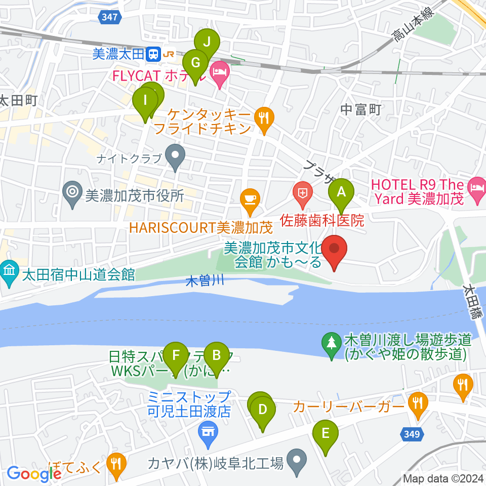 かも〜る 美濃加茂市文化会館周辺の駐車場・コインパーキング一覧地図