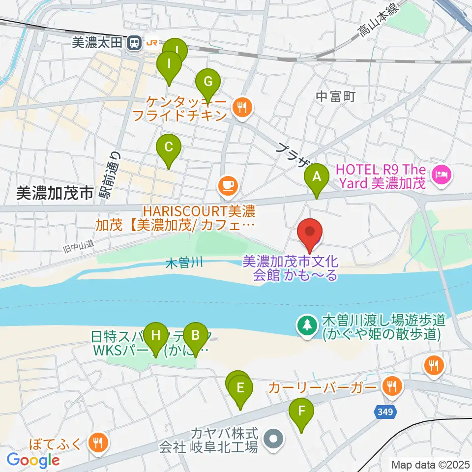 かも〜る 美濃加茂市文化会館周辺の駐車場・コインパーキング一覧地図