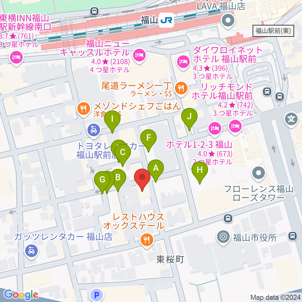 スガナミ楽器 福山本店周辺の駐車場・コインパーキング一覧地図