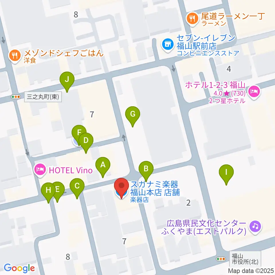 スガナミ楽器 福山本店周辺の駐車場・コインパーキング一覧地図