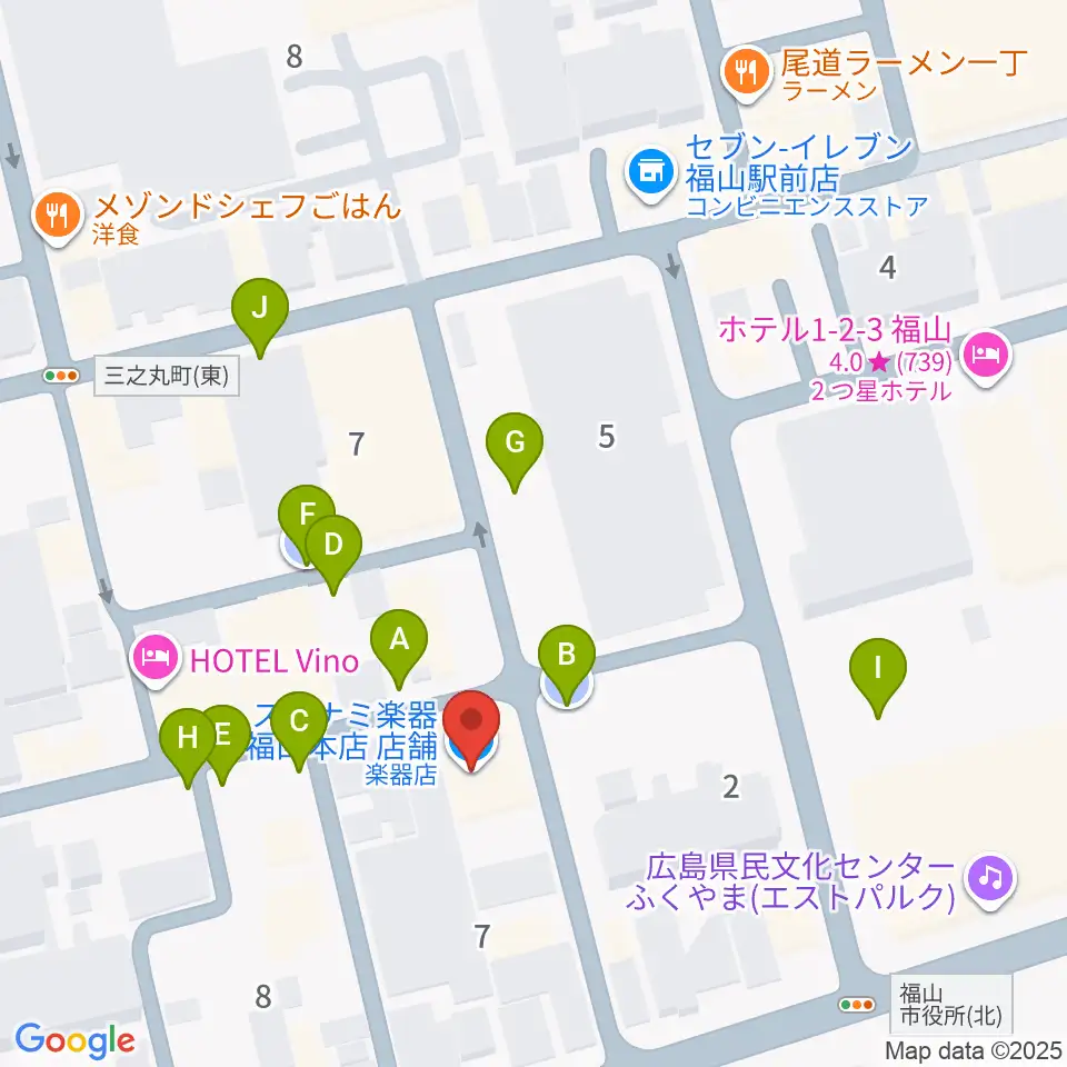 スガナミ楽器 福山本店周辺の駐車場・コインパーキング一覧地図