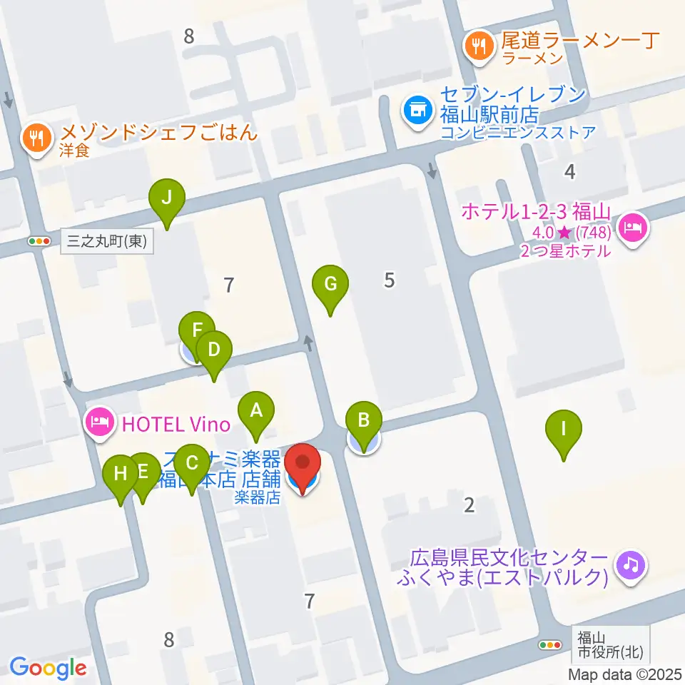スガナミ楽器 福山本店周辺の駐車場・コインパーキング一覧地図