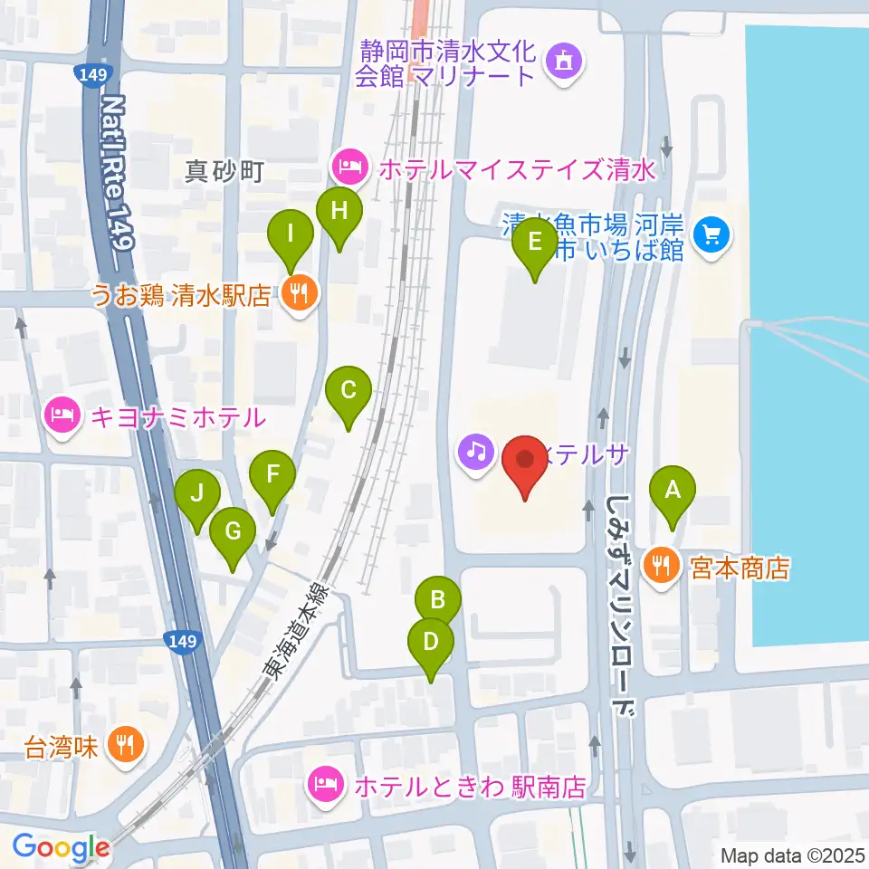 清水テルサ周辺の駐車場・コインパーキング一覧地図