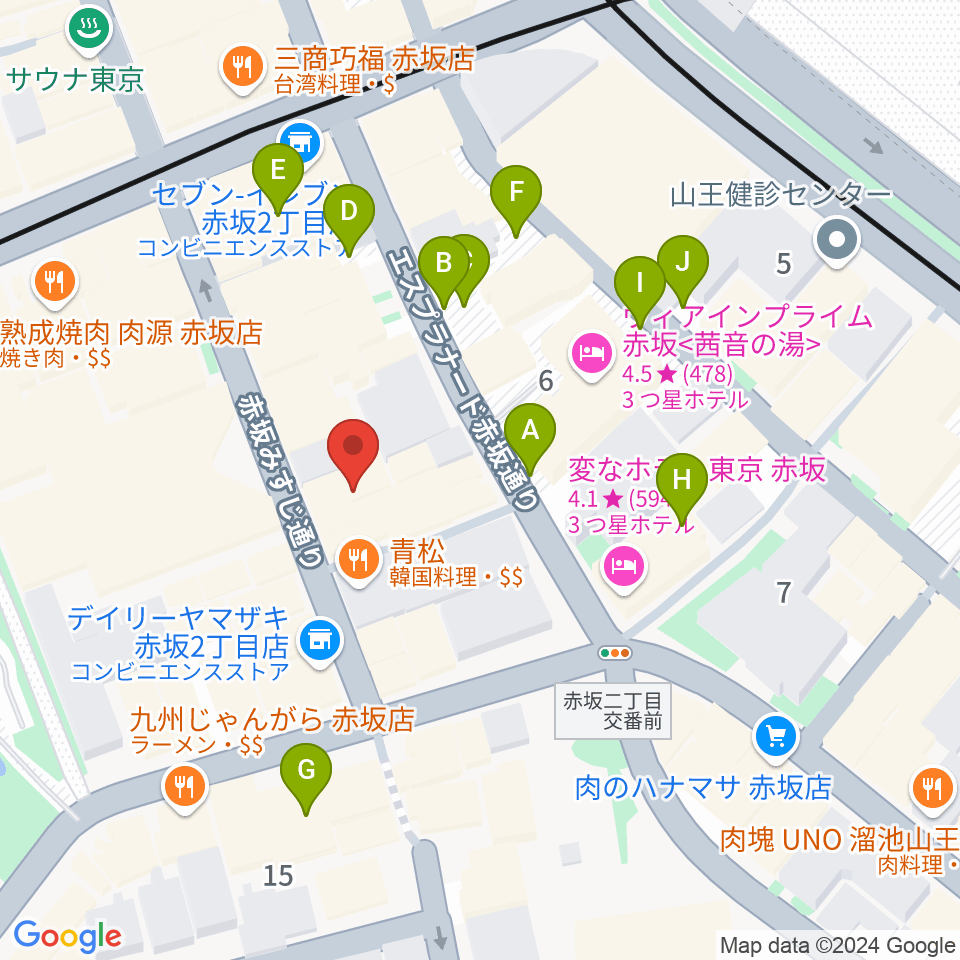 赤坂カンティーナ周辺の駐車場・コインパーキング一覧地図