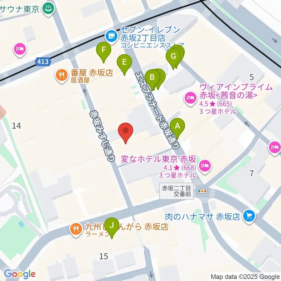 赤坂カンティーナ周辺の駐車場・コインパーキング一覧地図