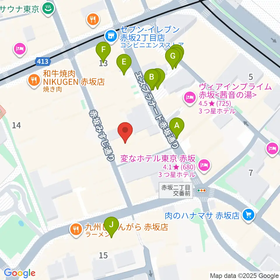 赤坂カンティーナ周辺の駐車場・コインパーキング一覧地図