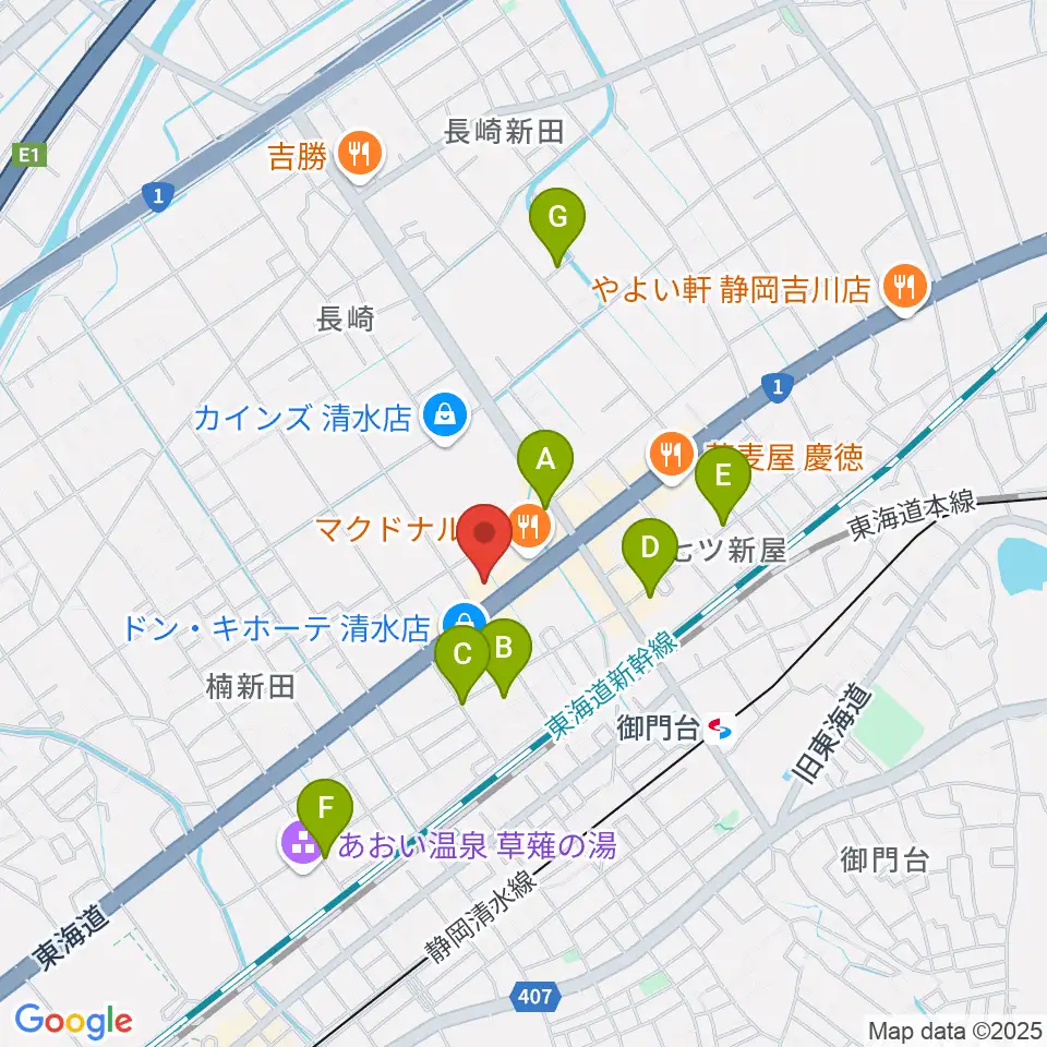 音楽天国 静岡草薙店周辺の駐車場・コインパーキング一覧地図