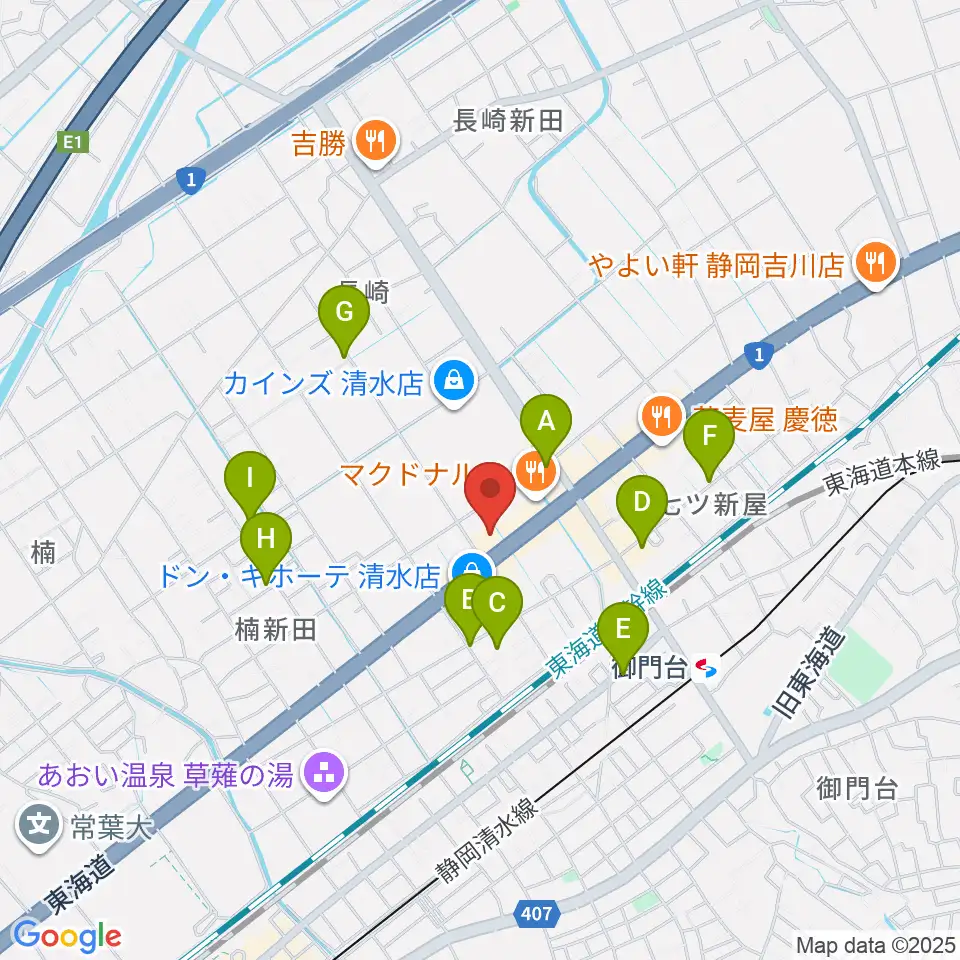 音楽天国 静岡草薙店周辺の駐車場・コインパーキング一覧地図