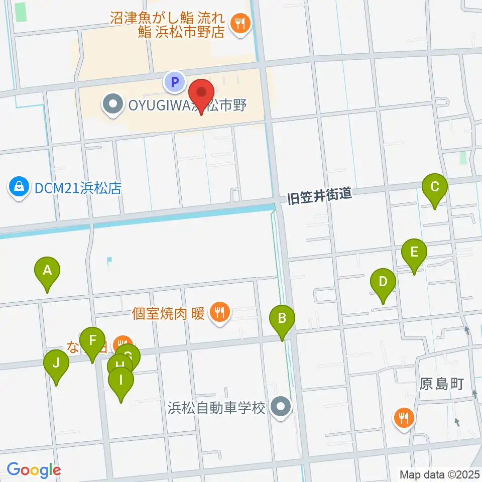 音楽天国 浜松市野店周辺の駐車場・コインパーキング一覧地図