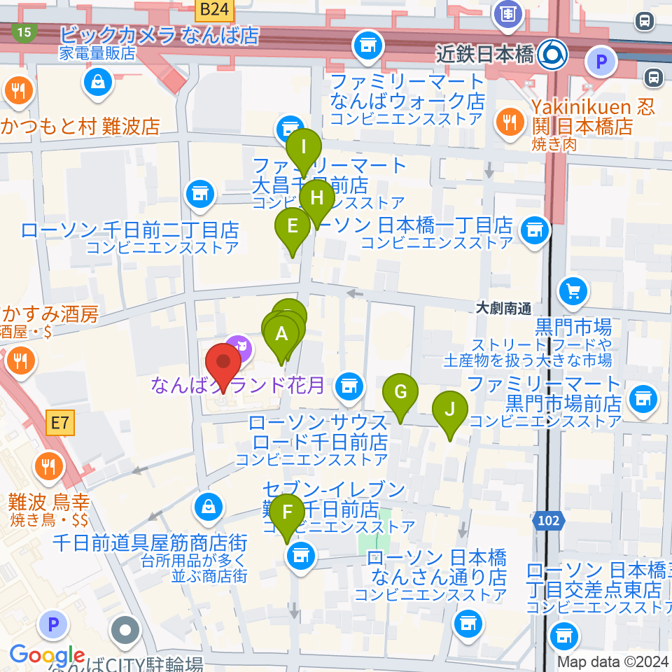 なんばYES THEATER周辺の駐車場・コインパーキング一覧地図