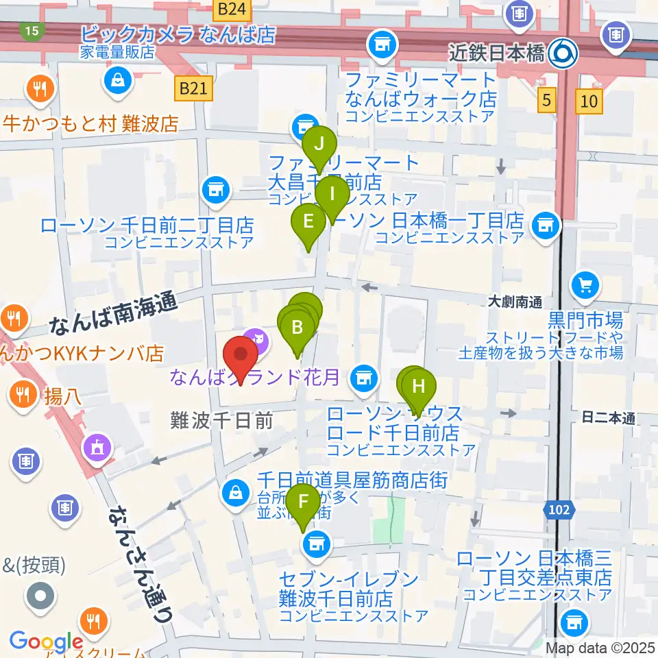なんばYES THEATER周辺の駐車場・コインパーキング一覧地図
