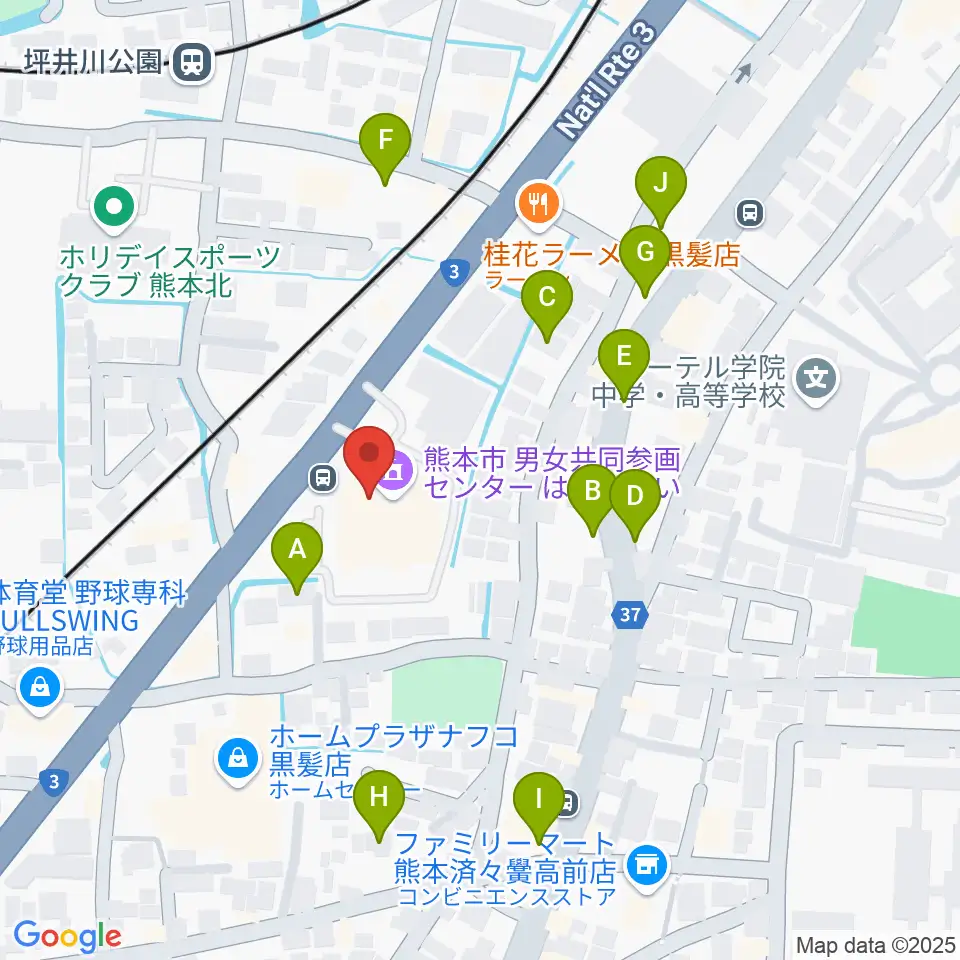 熊本市男女共同参画センターはあもにい周辺の駐車場・コインパーキング一覧地図