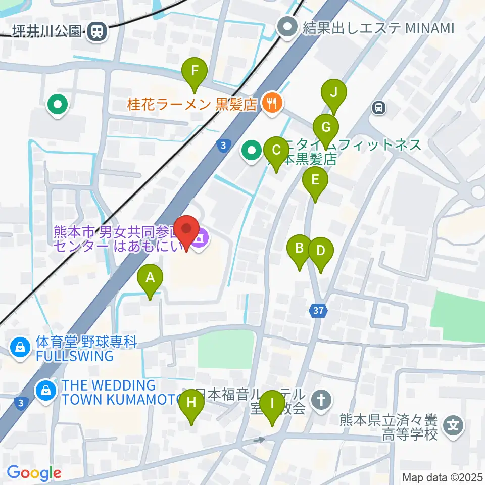 熊本市男女共同参画センターはあもにい周辺の駐車場・コインパーキング一覧地図