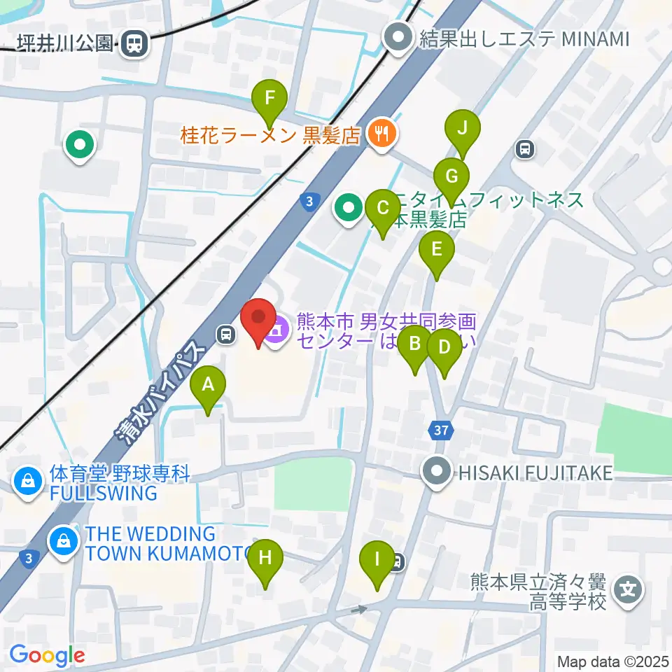 熊本市男女共同参画センターはあもにい周辺の駐車場・コインパーキング一覧地図