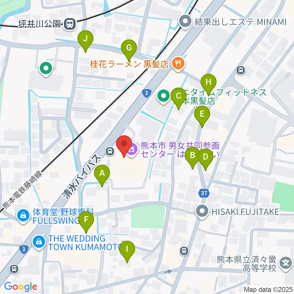 熊本市男女共同参画センターはあもにい周辺の駐車場・コインパーキング一覧地図