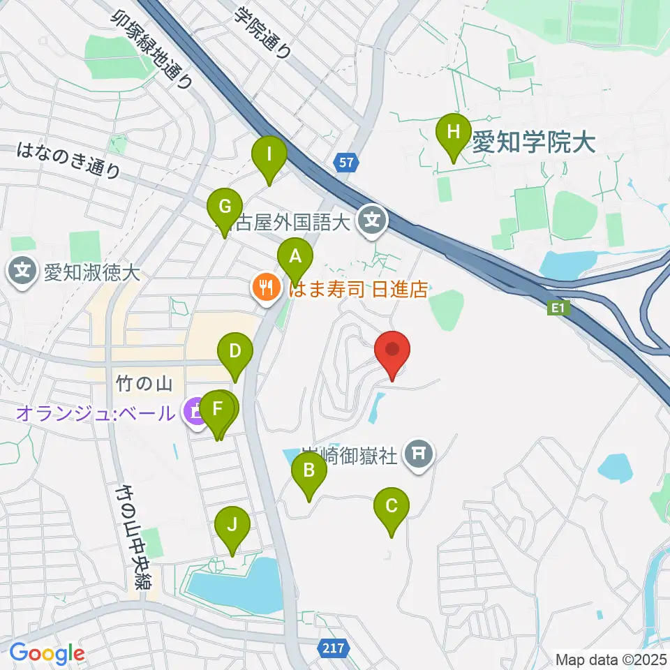 山のホール周辺の駐車場・コインパーキング一覧地図